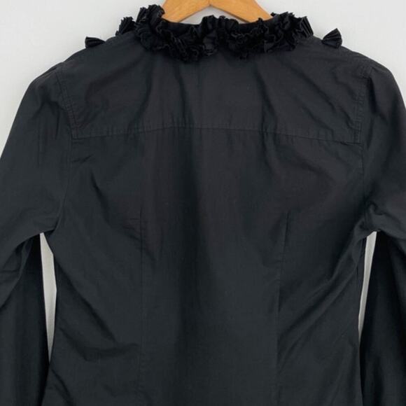 J. CREW women's size 10 blouse, with long sleeves and ruffles, black - Picture 2 of 9